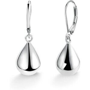 925 Sterling Silver Teardrop Leverback Earrings for Women - Hypoallergenic